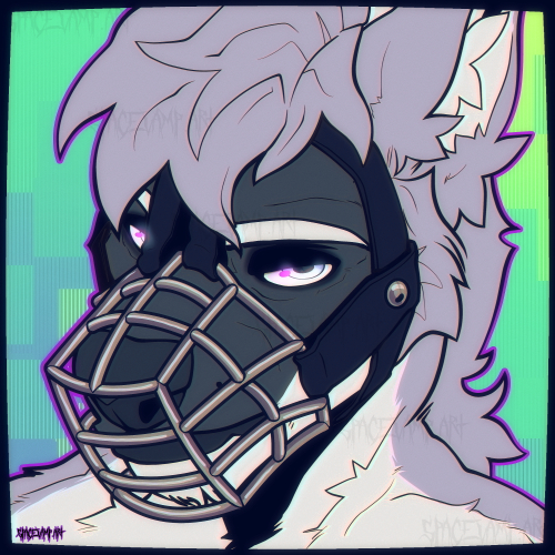 icon of cole canine wearing a dog muzzle